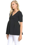 Hello MIZ - Playera de Maternidad para Mujer, diseño Floral con Lunares, Plisado, Cuello en V