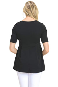 Hello MIZ - Playera de Maternidad para Mujer, diseño Floral con Lunares, Plisado, Cuello en V