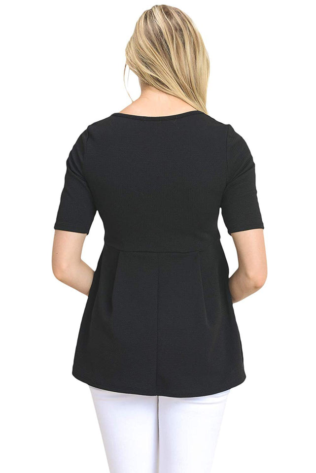 Hello MIZ - Playera de Maternidad para Mujer, diseño Floral con Lunares, Plisado, Cuello en V