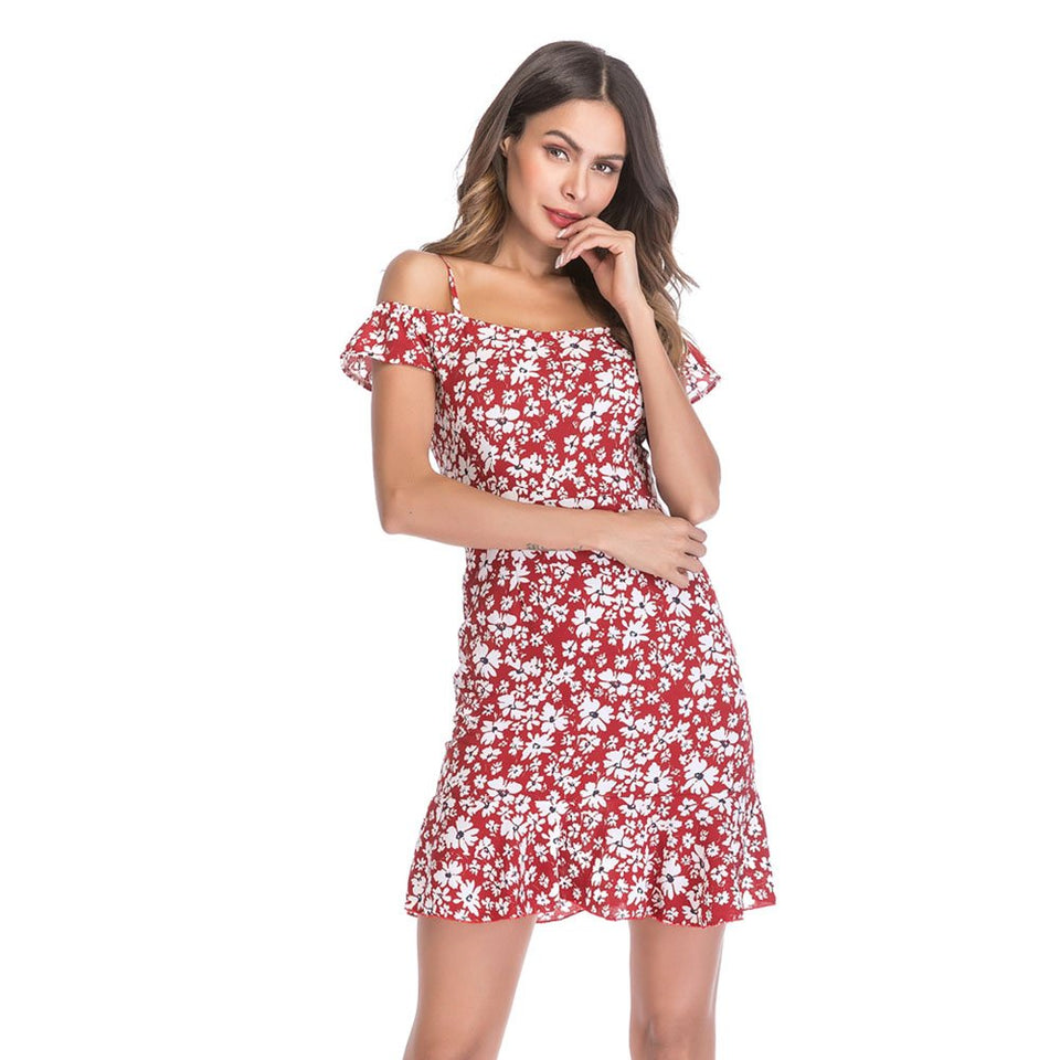 FTVOGUE Vestido Casual de Moda para Mujer con Estampado de Gasa