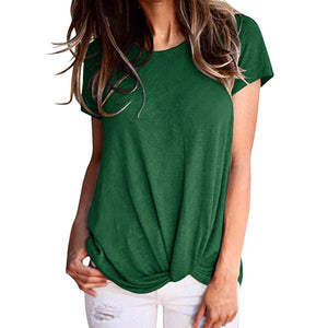 AIEason Blusa de Moda para Mujer, Color sólido, Manga Corta, de Verano, Cuello Redondo, túnica Casual