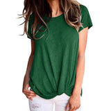 AIEason Blusa de Moda para Mujer, Color sólido, Manga Corta, de Verano, Cuello Redondo, túnica Casual