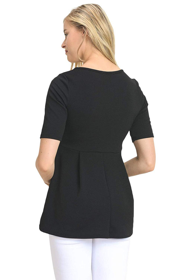 Hello MIZ - Playera de Maternidad para Mujer, diseño Floral con Lunares, Plisado, Cuello en V
