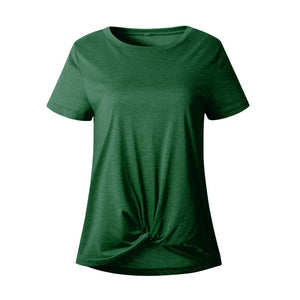 AIEason Blusa de Moda para Mujer, Color sólido, Manga Corta, de Verano, Cuello Redondo, túnica Casual