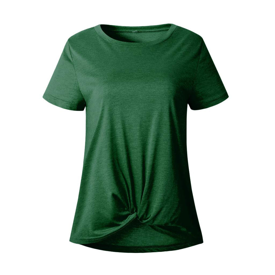 AIEason Blusa de Moda para Mujer, Color sólido, Manga Corta, de Verano, Cuello Redondo, túnica Casual