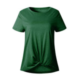 AIEason Blusa de Moda para Mujer, Color sólido, Manga Corta, de Verano, Cuello Redondo, túnica Casual
