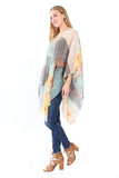 Village Venture Poncho Estampado de Tela Semi Translucida con Botones Unitalla-Mod 2780
