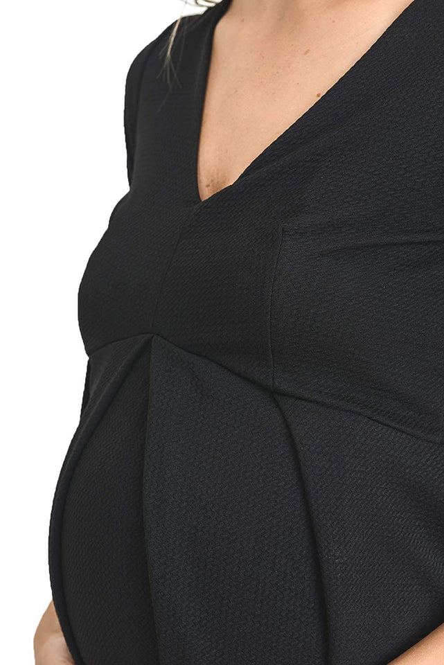 Hello MIZ - Playera de Maternidad para Mujer, diseño Floral con Lunares, Plisado, Cuello en V