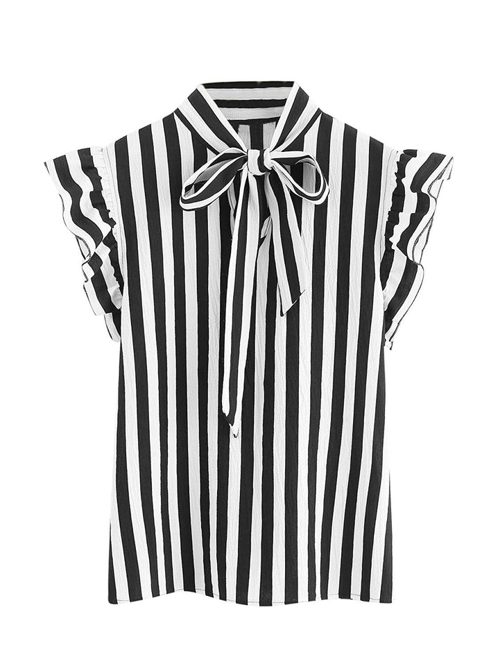 Floerns - Blusa de Gasa sin Mangas para Mujer, diseño de Rayas