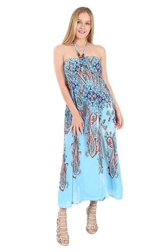 Village Venture- Vestido Casual Estampado Tono Azul 353