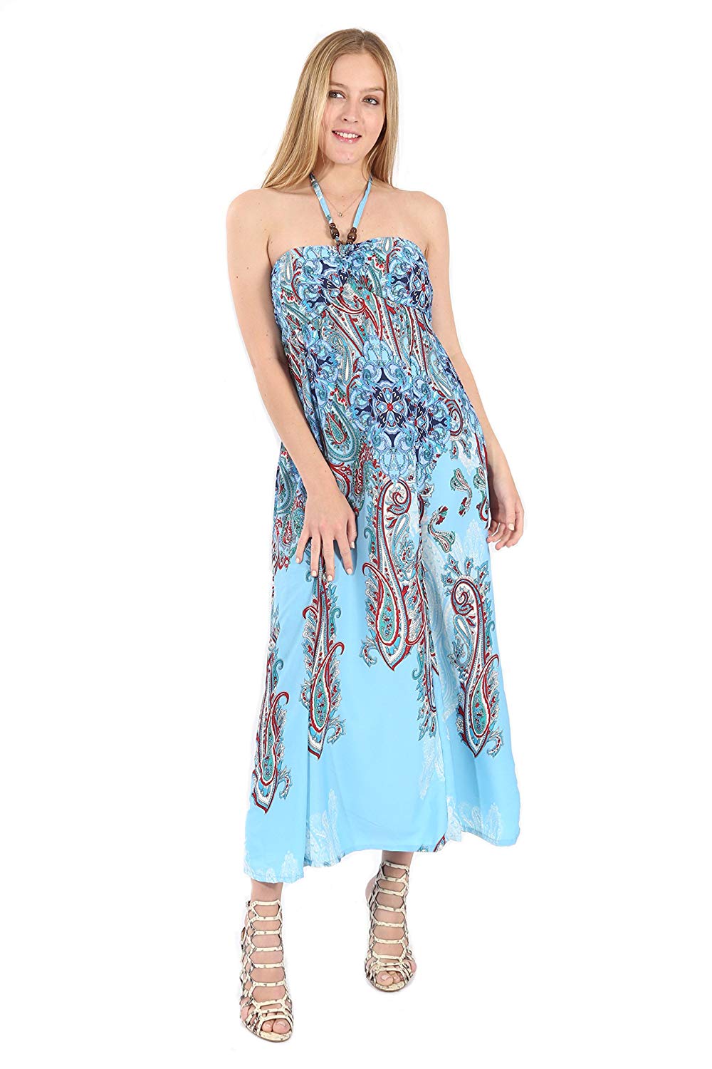Village Venture- Vestido Casual Estampado Tono Azul 353
