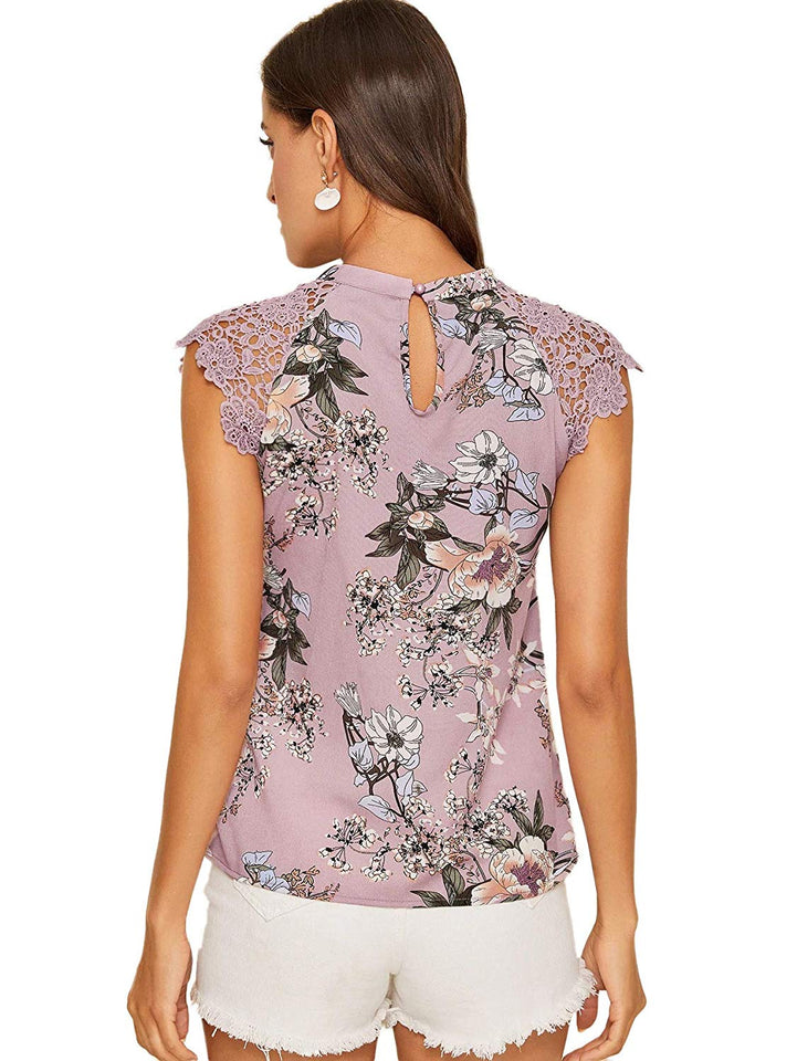 Floerns Flor de la Mujer Imprimir Manga Corta Vestido de Cambio Informal
