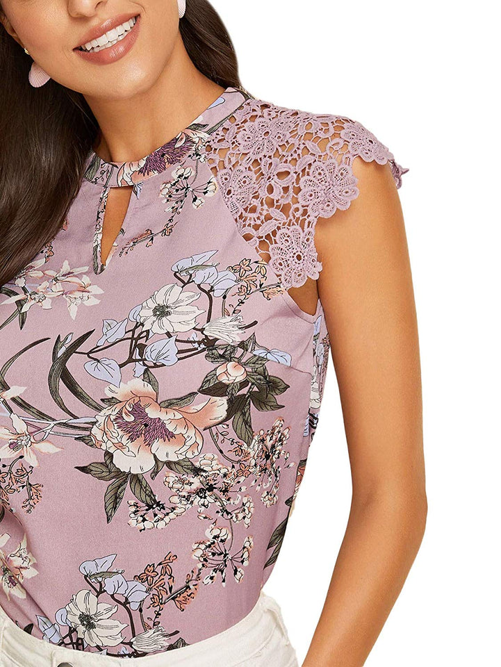 Floerns Flor de la Mujer Imprimir Manga Corta Vestido de Cambio Informal