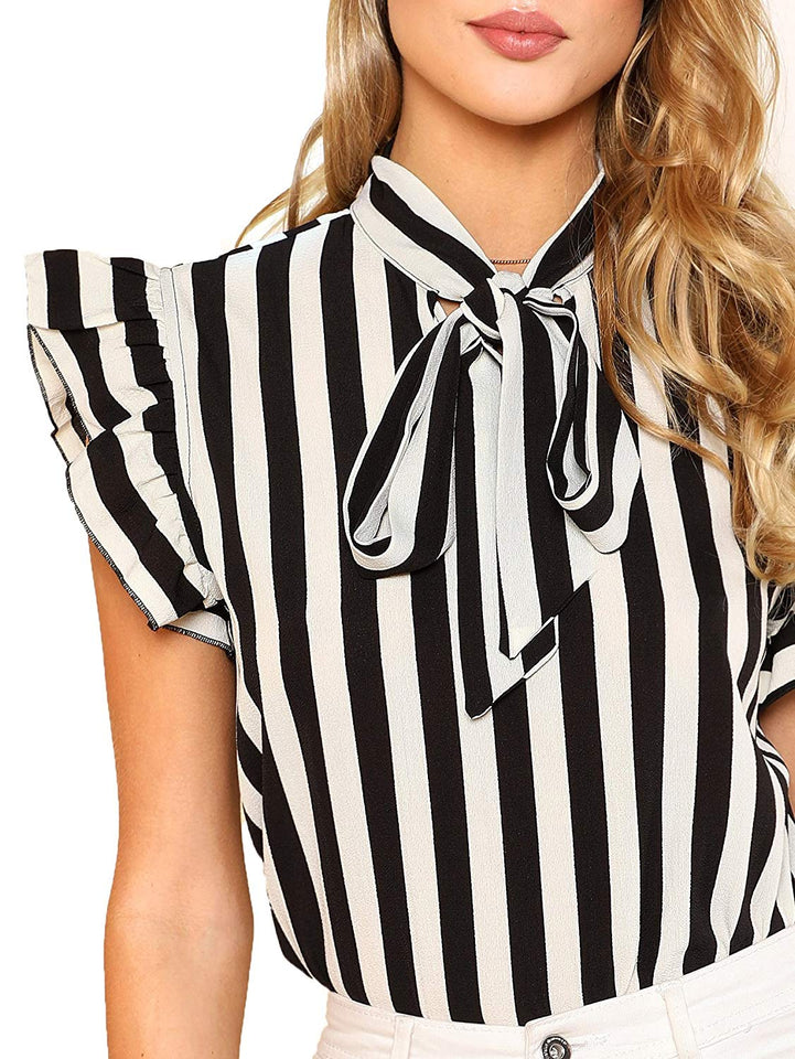 Floerns - Blusa de Gasa sin Mangas para Mujer, diseño de Rayas