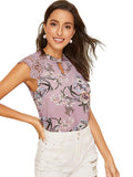 Floerns Flor de la Mujer Imprimir Manga Corta Vestido de Cambio Informal